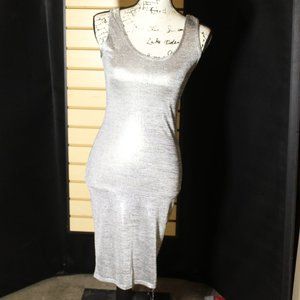 Discreet Brand Silver Shimmer Dress Sleeveless - No Size Tag Slim